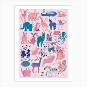 Pink Animal Alphabet Art Print