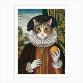 Cat With Orange Art Print