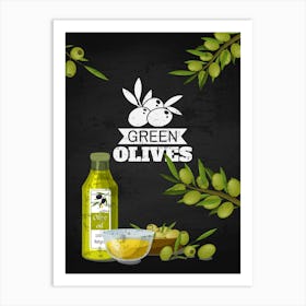 Green Olives - olives poster, kitchen wall art Art Print