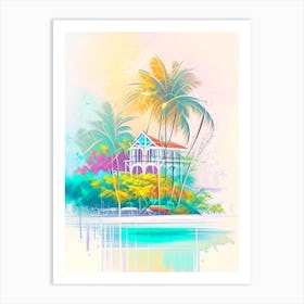 Cayman Islands Watercolour Pastel Tropical Destination Art Print