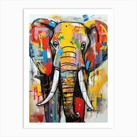 Elephant's Odyssey in Colorful Urban Hues Art Print