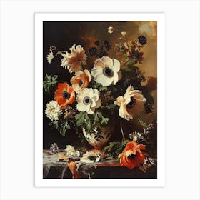 Baroque Floral Still Life Anemone 3 Art Print