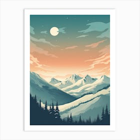 Heavenly Mountain   California Nevada, Usa, Ski Resort Illustration 1 Simple Style Art Print