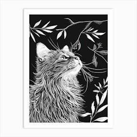 Turkish Angora Cat Minimalist Illustration 2 Art Print