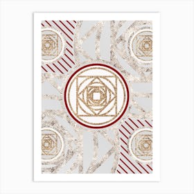 Geometric Abstract Glyph in Festive Gold Silver and Red n.0004 Art Print