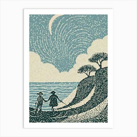 An Ancient Folklore Tale Of Fishermens linocut Art Print