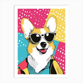 Super Cool Corgi Illustration Pop 18 Art Print