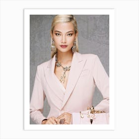 Asian Woman In Pink Suit Art Print