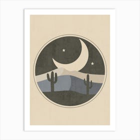 Cactus And Moon Art Print