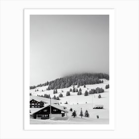 Obertauern, Austria Black And White Skiing Poster Art Print