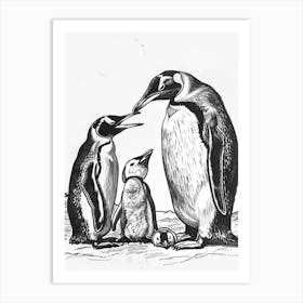 King Penguin Feeding Their Chicks 3 Art Print