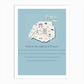 Paris Is The Capital Of France map Art Print