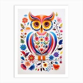 Scandinavian Bird Illustration Owl 2 Art Print