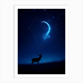 Deer In The Night Sky Art Print