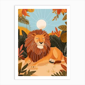 African Lion Resting In The Sun Illustration 2 Art Print