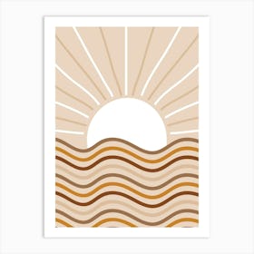 Sun Rising Over Waves Art Print