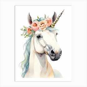 Baby Unicorn Flower Crown Bowties Woodland Animal Nursery Decor (3) Art Print