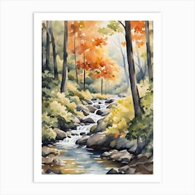 Watercolor Of A Stream 3 Art Print