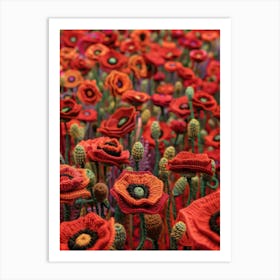 Red Poppies Knitted In Crochet 2 Art Print