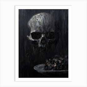 Skull In The Rain Art Print