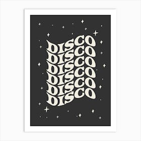 Disco sparkle retro black and cream Art Print