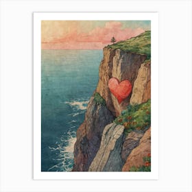 Heart On The Cliff 1 Art Print