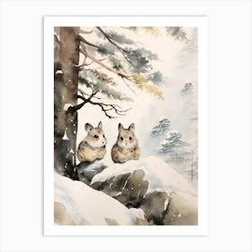 Winter Watercolour Pika 1 Art Print