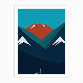 Laax, Switzerland Modern Illustration Skiing Poster Art Print