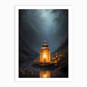 Lantern In The Forest Art Print