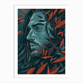 Man In Leaves Art Print