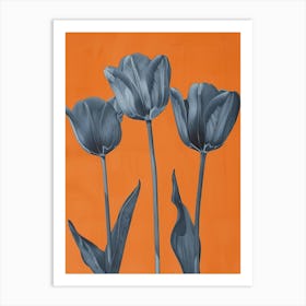 Tulips On Orange Art Print