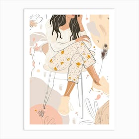 Woman In Pajamas Art Print