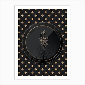 Shadowy Vintage Yellow Asphodel Botanical in Black and Gold 1 Art Print
