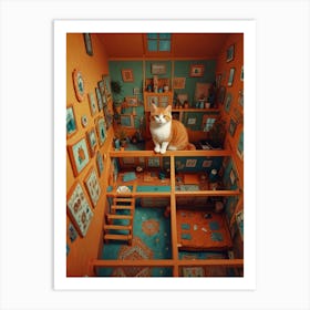 Cat In A House Art Print