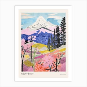 Mount Baker United States 3 Colourful Mountain Illustration Poster Art Print