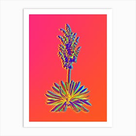 Neon Adam's Needle Botanical in Hot Pink and Electric Blue n.0341 Art Print