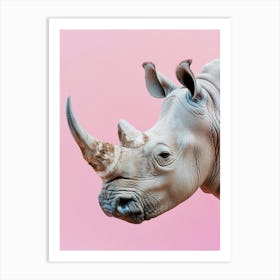 Rhino On Pink Background Art Print