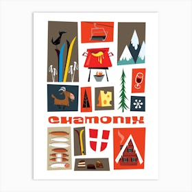 Chamonix Montage Poster Colourful Art Print