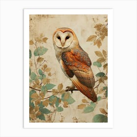 Oriental Bay Owl Japanese Painting 4 Art Print