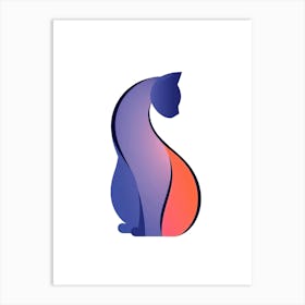 Cat Logo Style Illustration Art Print