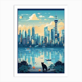 Shanghai, China Skyline With A Cat 0 Art Print