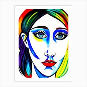 Woman With Rainbow Hair Art Print