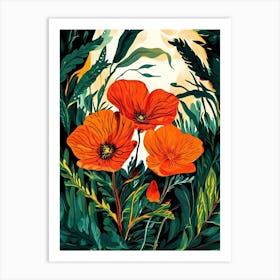 Poppies In The Forest 1 Art Print