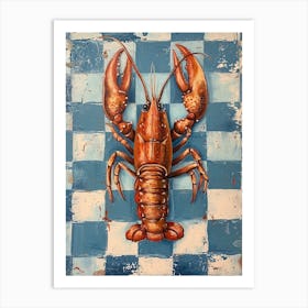 Lobster Blue Checkerboard 1 Art Print