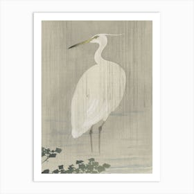 Japanese Ukiyo-E Egret In Water Art Print