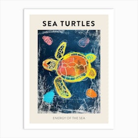 Sea Turtles & Shells Doodle Poster Art Print