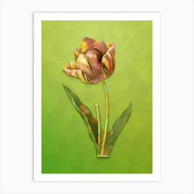 Vintage Tulip Botanical Art on Love Bird Green n.0768 Art Print