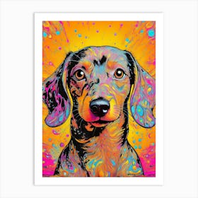 Colourful Dachshund Dog Portrait Art Print