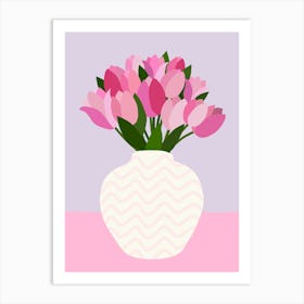 Tulip Arrangement - Pink And Purple Floral Vase Art Print