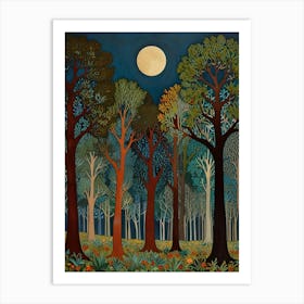 William Morris Full Moon In The Forest 5 Art Print